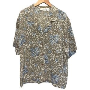 Vintage Liz Claiborne Collection 100% Silk Floral Blouse